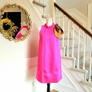 J. Crew Fuchsia Mini Dress with Bronze Detail